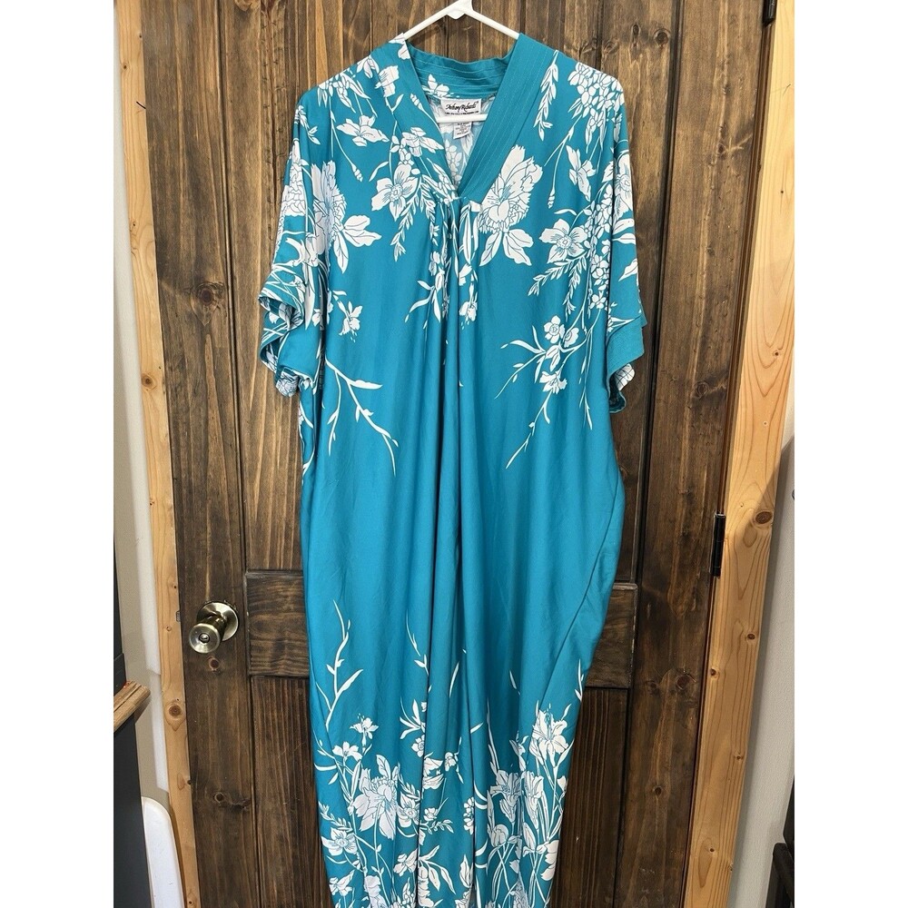 Vintage Anthony Richard’s Kaftan House Dress Mumu 3x Hawaiian Turquoise India